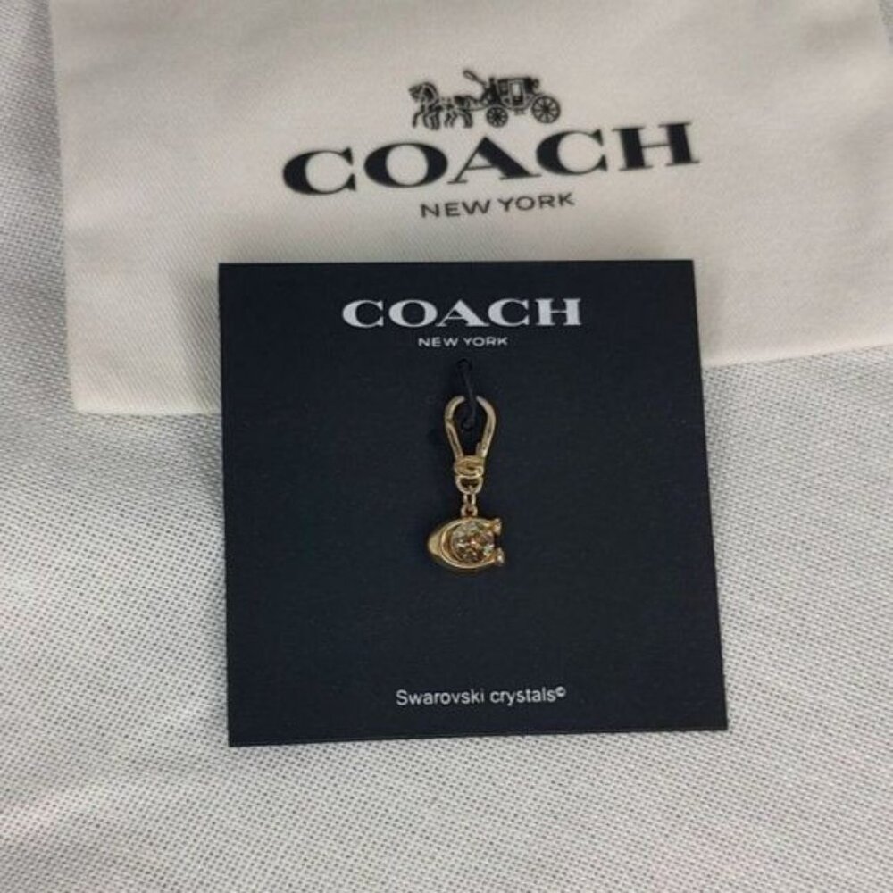 COACH Collectible Signature C Stone Charm Swarovski Crystals Gold Tone - Picture 4 of 7